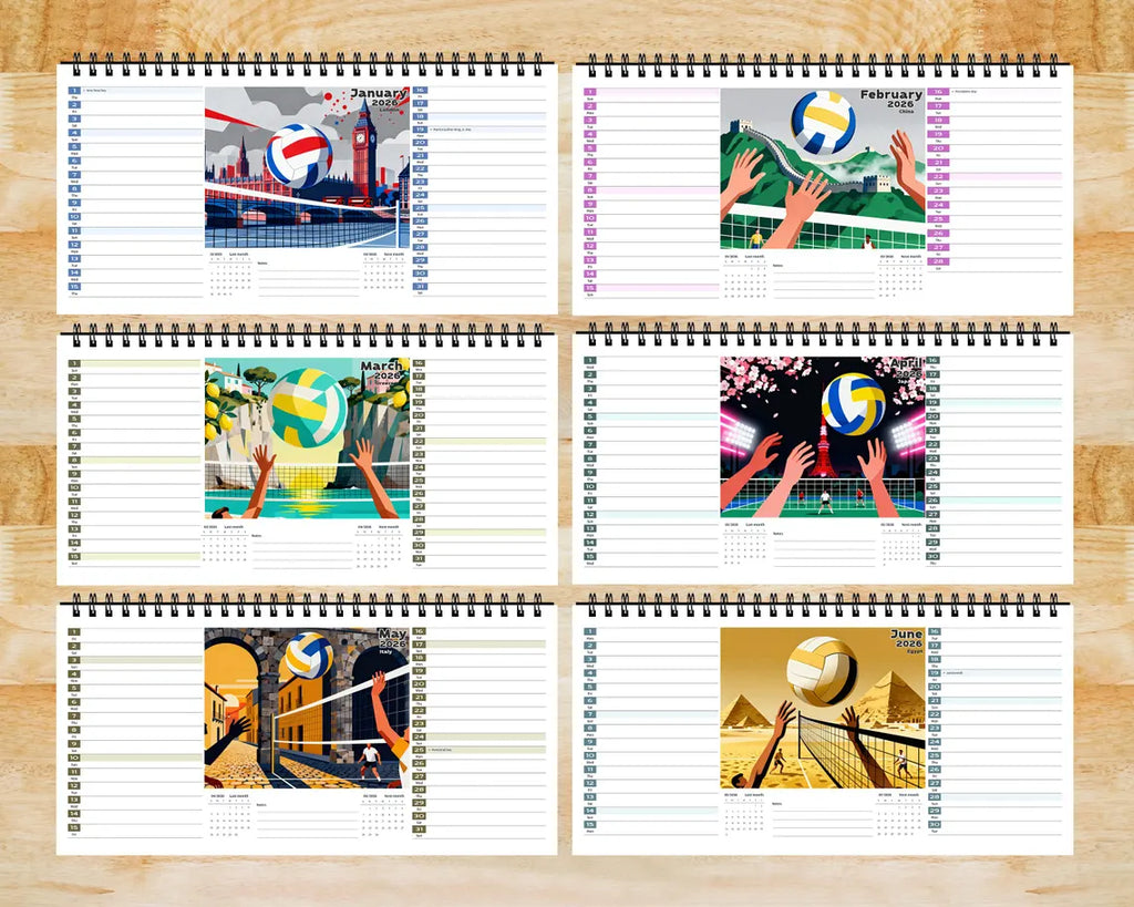 Volleyball 2026 Desk Calendar | Beach Sports Planner Coach Player Gift
