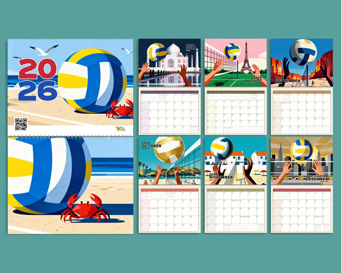 Volleyball 2026 Wall Calendar | Beach Sports Planner Coach Player Gift