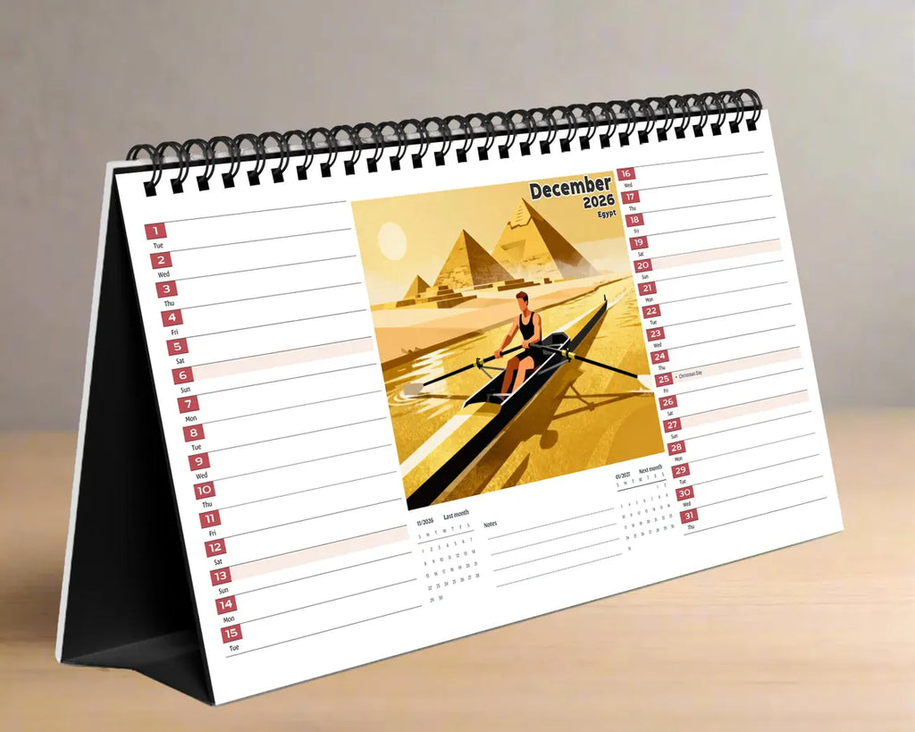 Rowing 2026 Desk Calendar | Sculling Planner Crew Team Watersports Gift