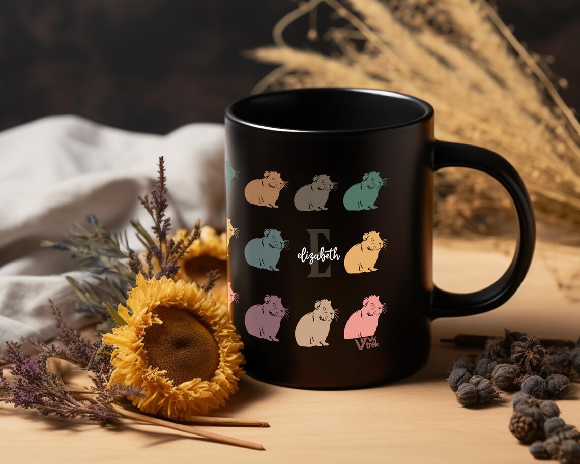 Guinea Pig Custom Initial Name Mug – Personalized Pet Owner Gift Under $25, Adorable Small Animal Coffee Cup ☕🐹