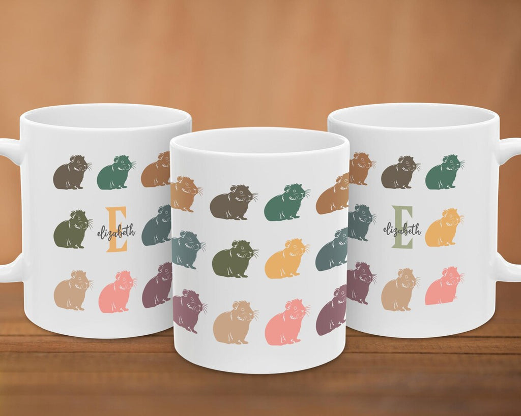 Guinea Pig Custom Initial Name Mug – Personalized Pet Owner Gift Under $25, Adorable Small Animal Coffee Cup ☕🐹