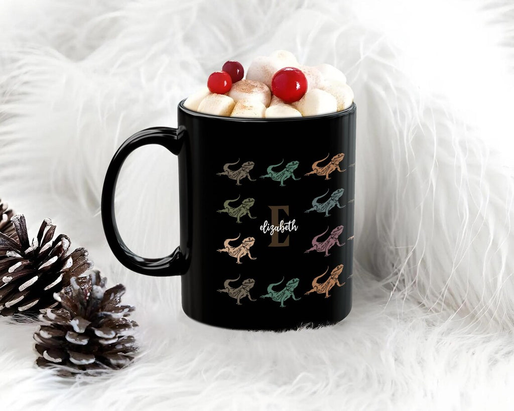 Personalized Bearded Dragon Mug | Custom Initial Name Reptile Lover Cup | Initial Bearded Dragon Coffee Mug | Unique Bearded Dragon Gift for Home