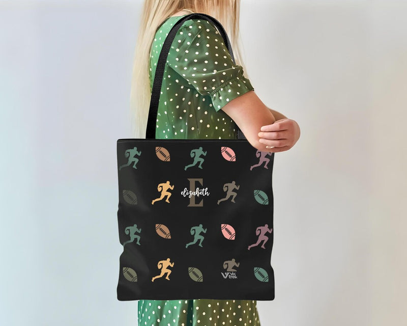 Custom Name Initial Rugby Lover Tote Bag - Retro Personalized Rugby Fan Gift - Vintage Sports Cozy Rugby Player Team Carry Bag