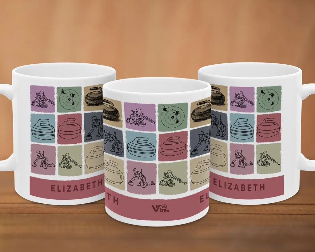 Custom Name Curling Mug – Personalized Curler Cup Under $25, Cozy Sports Gift for Him & Her ☕🥌