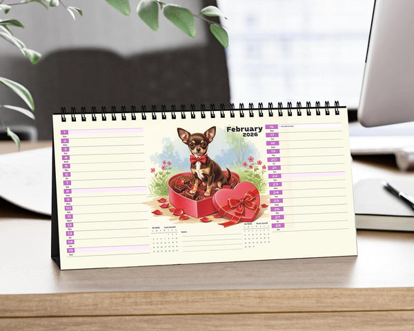 Cute Chihuahua Dog 2026 Desk Calendar | Puppy Planner Unique Pet Owner Gift
