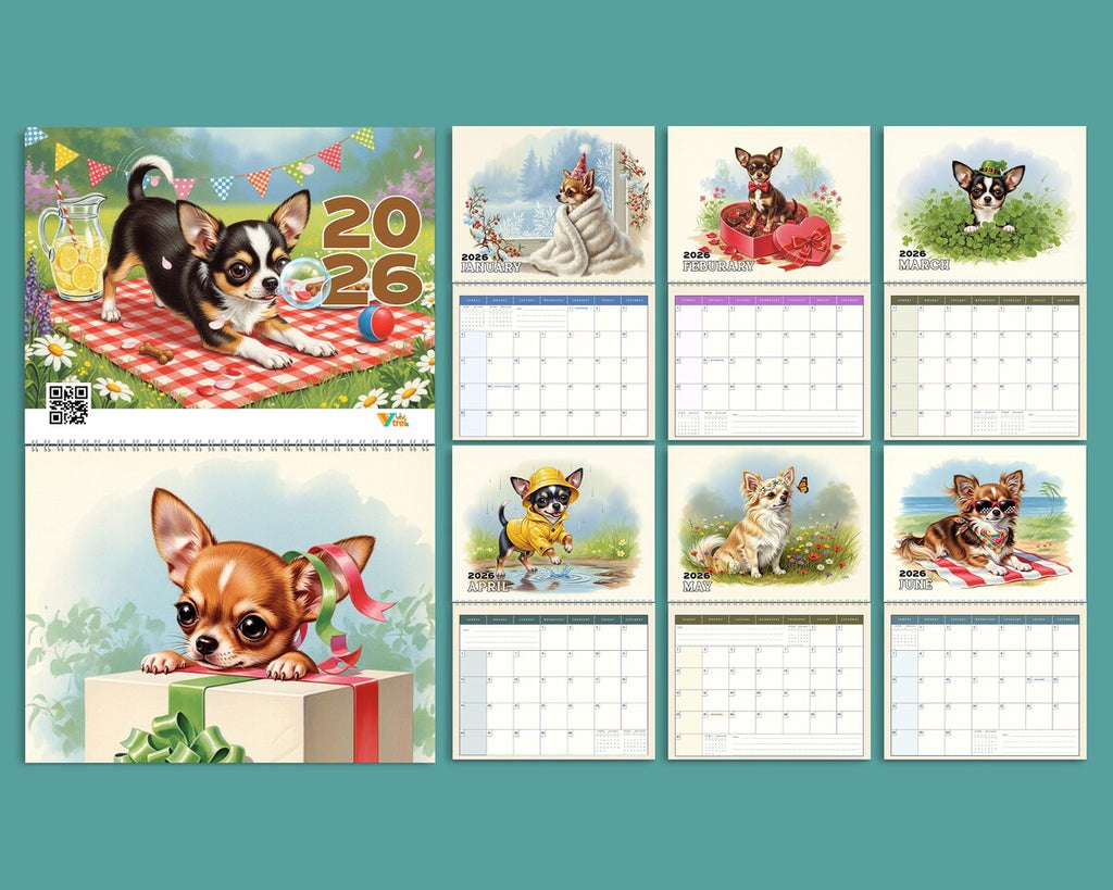 Cute Chihuahua Dog 2026 Wall Calendar | Puppy Planner Unique Pet Owner Gift