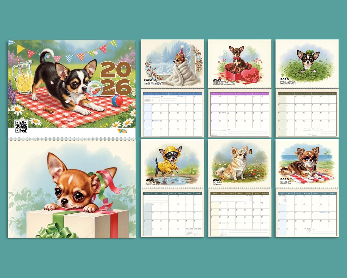 Cute Chihuahua Dog 2026 Wall Calendar | Puppy Planner Unique Pet Owner Gift
