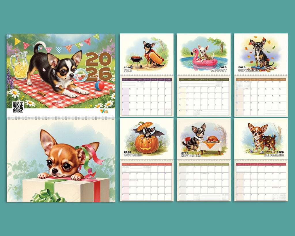 Cute Chihuahua Dog 2026 Wall Calendar | Puppy Planner Unique Pet Owner Gift