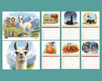 Cute Llama 2026 Wall Calendar | Alpaca Planner Boho Lover Wall Organizer