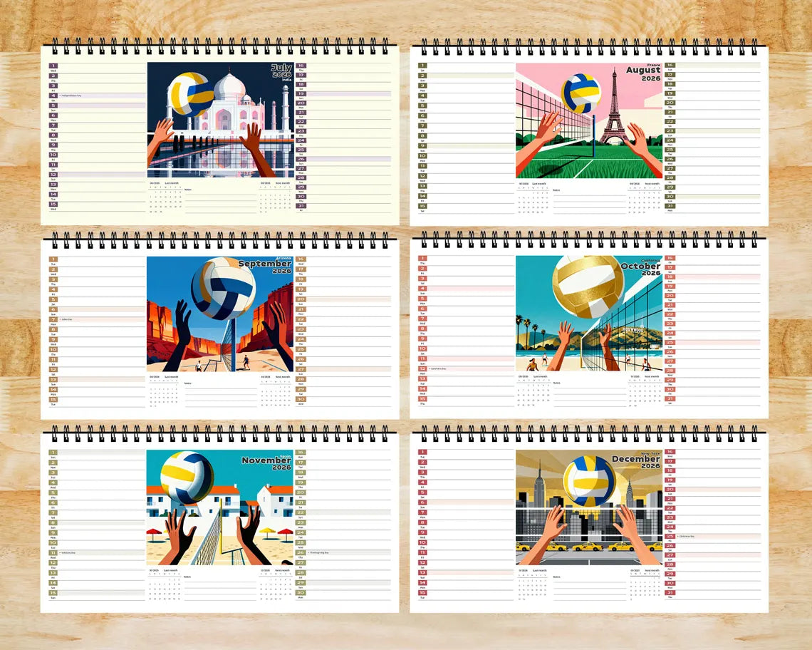 Volleyball 2026 Desk Calendar | Beach Sports Planner Coach Player Gift