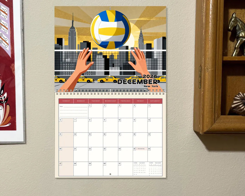 Volleyball 2026 Wall Calendar | Beach Sports Planner Coach Player Gift