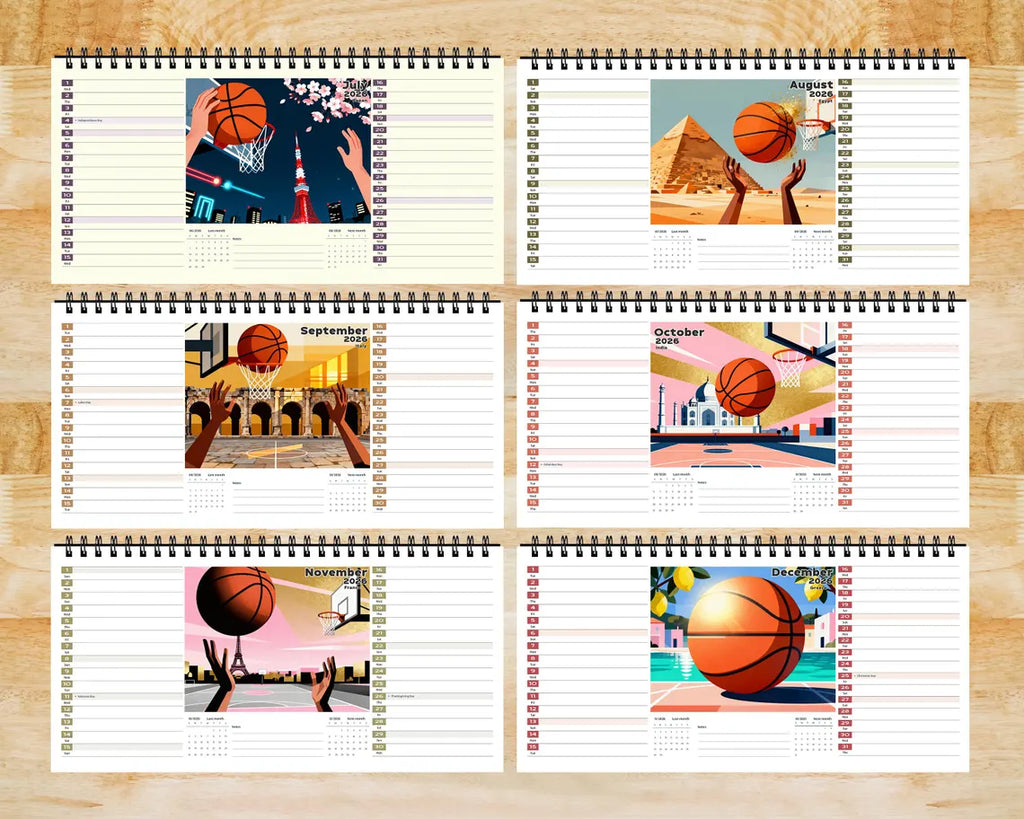 Basketball 2026 Desk Calendar | Desert Planner Unique Coach Fan Gift