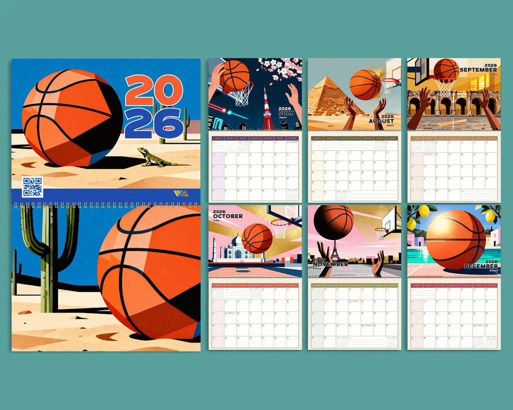 Basketball 2026 Wall Calendar | Desert Sports Planner Coach Fan Gift