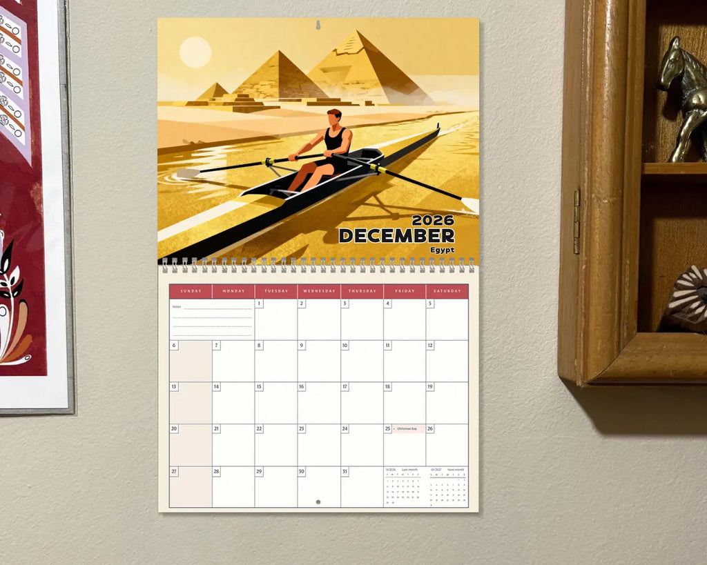 Rowing 2026 Wall Calendar | Sculling Planner Crew Team Watersports Gift