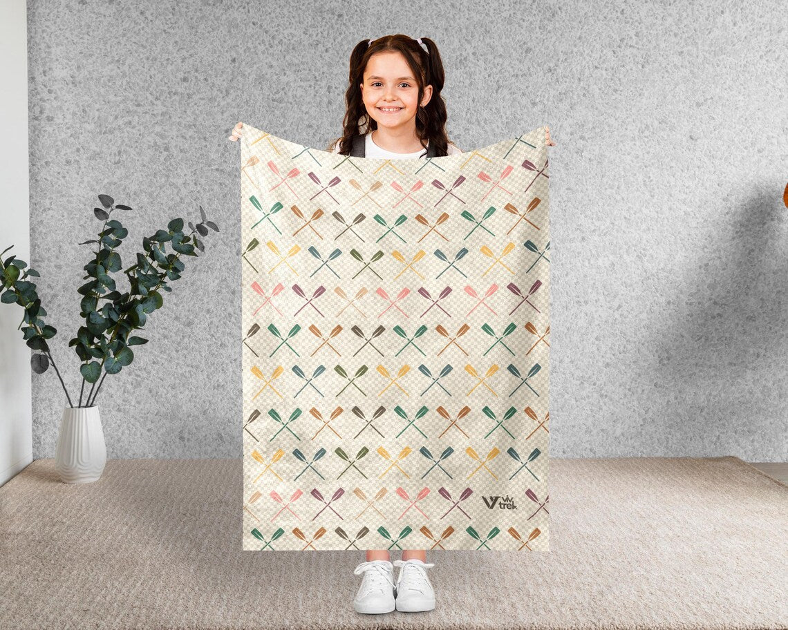 Kayaking Lover Blanket Gift, Cozy Throw for Adventure Seekers, Retro Kayak & Rowing Decor, Unique Paddling Enthusiast Blanket, Boating Gift