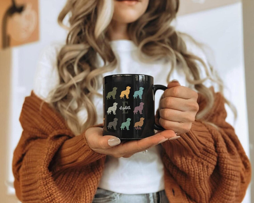 Personalized Golden Retriever Dog Coffee Mug | Custom Initial Name Retro Pet Lover Gift | Cute Dog Owner Present