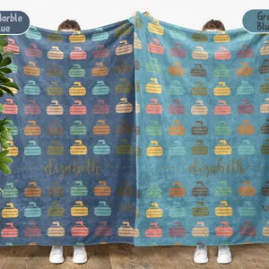 Custom Name Curling Blanket – Retro Personalized Throw Under $50, Cozy Gift for Curlers & Sports Fans 🥌🧣