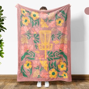 Disc Golf Lover Blanket Gift, Floral Vintage Disc Golf Throw