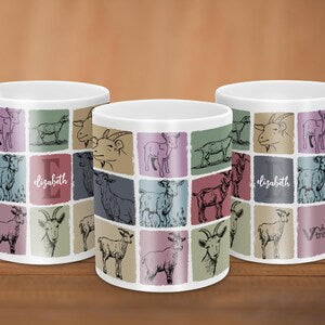 Personalized Initial Name Goat Gift | Retro Custom Farm Animal Coffee Mug | Cozy Graphic Cup | Unique Farmhouse Decor