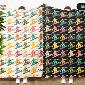 Retro Snowboarding Gift Blanket Vintage Snowboard Lover Throw - Cozy Winter Sports Fleece Unique Snowboarder Decor