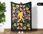 Floral Sasquatch Gift Blanket, Bigfoot Lover Throw