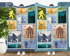 Vintage Bigfoot Gift Blanket, Sasquatch Lover Stamp Throw