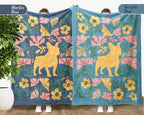 Cute French Bulldog Blanket | Floral Vintage Frenchie Throw | Dog Lover Gift