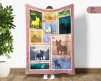 French Bulldog Stamp Blanket | Cute Frenchie Dog Throw | Pet Lover Gift