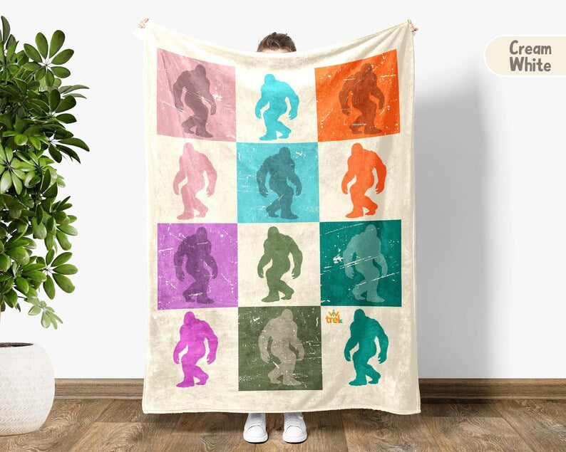 Checkered Bigfoot Gift Blanket, Sasquatch Lover Throw