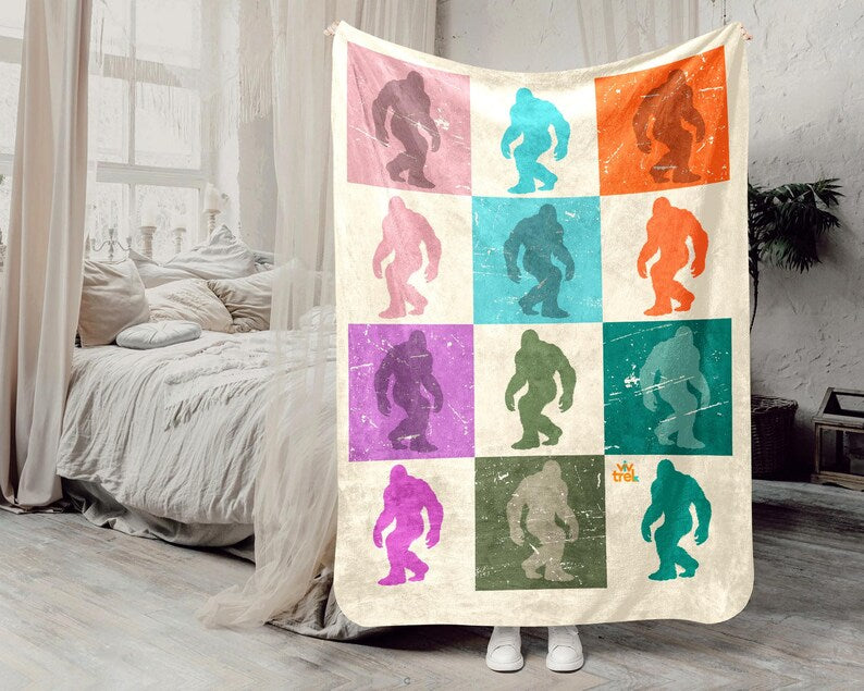 Checkered Bigfoot Gift Blanket, Sasquatch Lover Throw