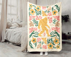 Floral Sasquatch Gift Blanket, Bigfoot Lover Throw