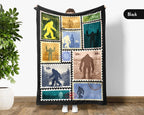 Vintage Bigfoot Gift Blanket, Sasquatch Lover Stamp Throw