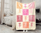 Checkered Disc Golf Lover Blanket Gift, Vintage Disc Golf Pink Throw