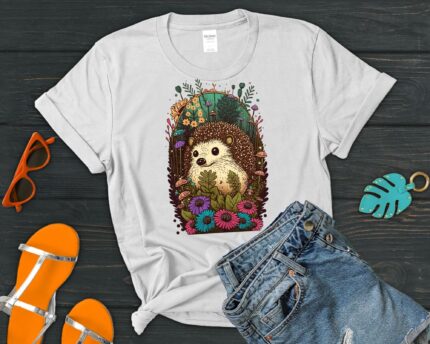 Baby Hedgehog Floral Cottagecore Tshirt, Flower Hedgehog T-shirt, Cottagecore Aesthetic Shirt