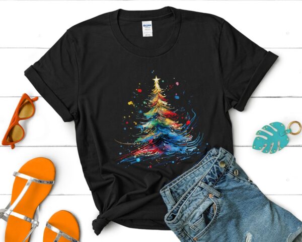 Water Color Christmas Tree T-Shirt Celebrate Christmas Shirt