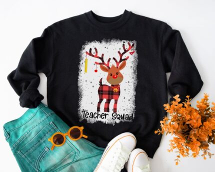 Christmas Cutest Teacher Reindeer Squad Funny Sweatshirt