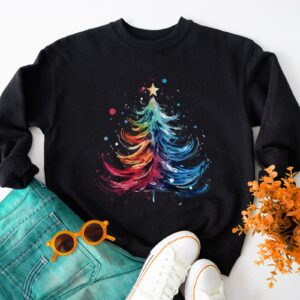 Water Color Christmas Tree Sweatshirt Celebrate Xmas Shirt