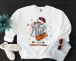 Happy Hallothanksmas Skeleton Turkey Pumpkin Xmas Sweatshirt