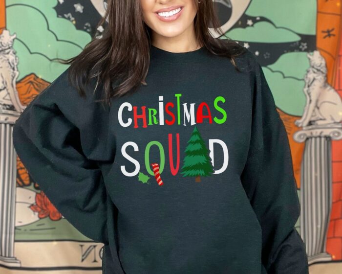Funny Christmas Squad Family Matching Pajama Tree Sweatshirt