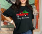 Merry Christmas Santa Claus Vintage Red Truck T-Shirt