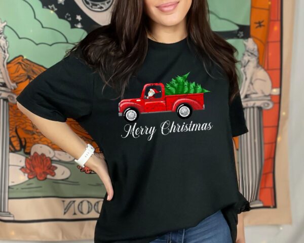 Merry Christmas Santa Claus Vintage Red Truck T-Shirt