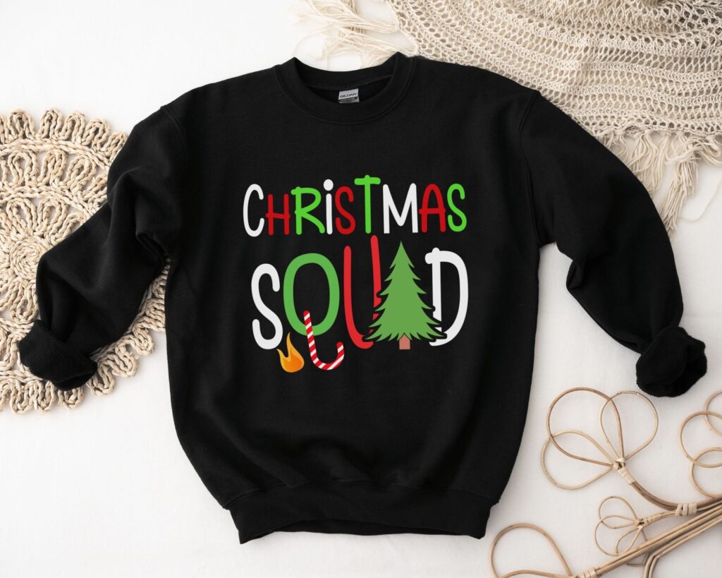 Christmas Squad Christmas Tree Party Sweatshirt Team Santa