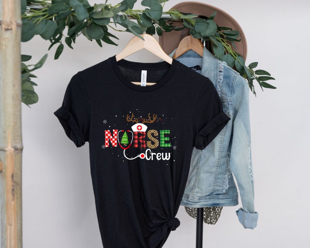 Christmas Nurse Crew ReinDeer Christmas Tree T-Shirt