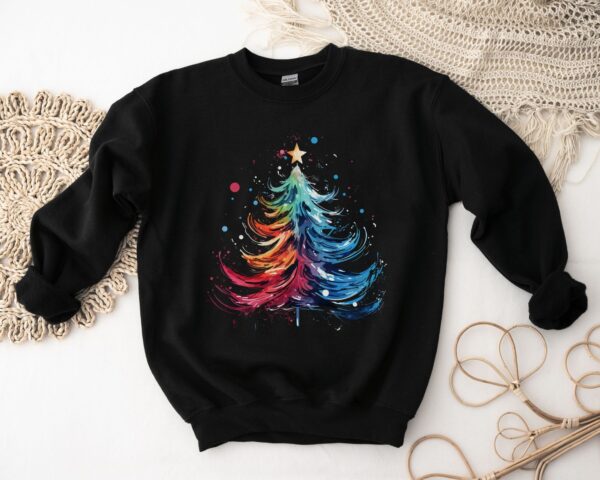 Water Color Christmas Tree Sweatshirt Celebrate Xmas Shirt