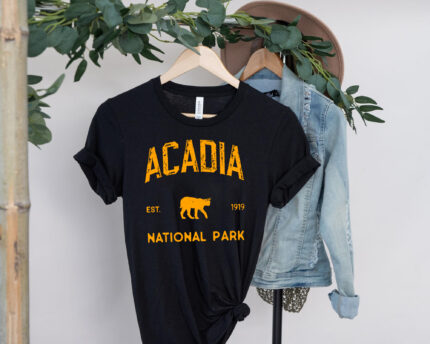 US Acadia National Park Maine Bobcat Mascot Camping T-shirt