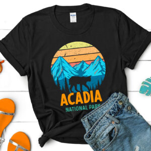 Mountain Acadia National Park Silhouette Animal T-shirt