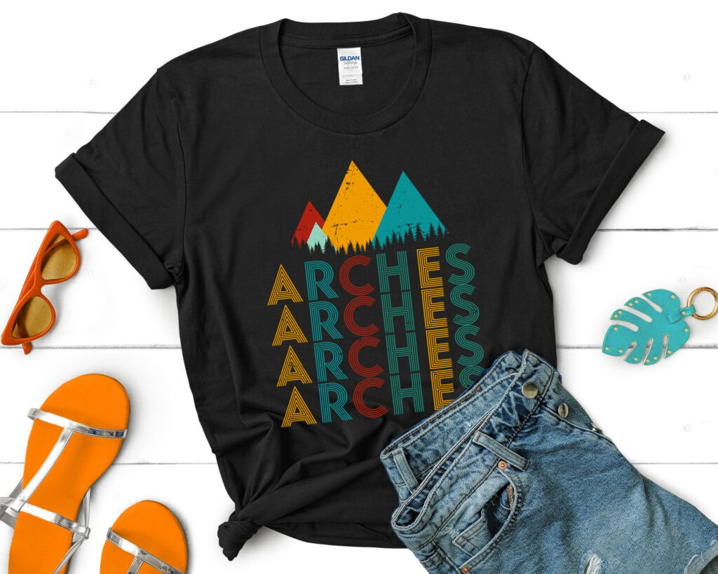 Retro Arches National Park Utah Parks Hiking T-shirt