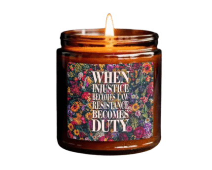 Political Protest Scented Candle with Feminist Quote, “Resistance Becomes Duty” Gift for Activists, Empowering Home Decor for Social Justice and Equality