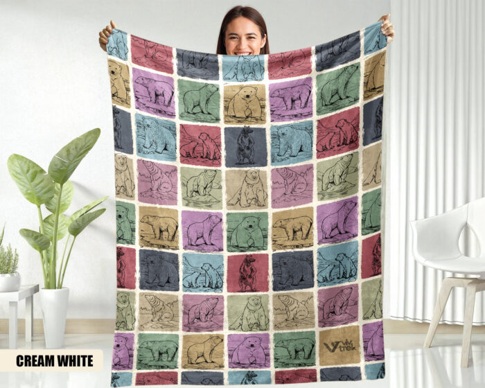 Vintage Polar Bear Gift Blanket, Cozy Arctic Wildlife Throw, Soft Plush Blanket for Animal Lovers, Unique Bear Graphic Home Decor Accent | VivTrek - Image 1