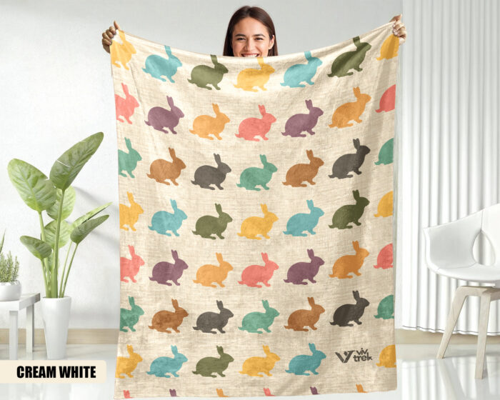 Retro Rabbit Gift Blanket, Cozy Bunny Lover Plush Throw, Soft Fleece Animal Blanket for Kids and Adults, Unique Bunny Graphic Home Accent | VivTrek - Image 1
